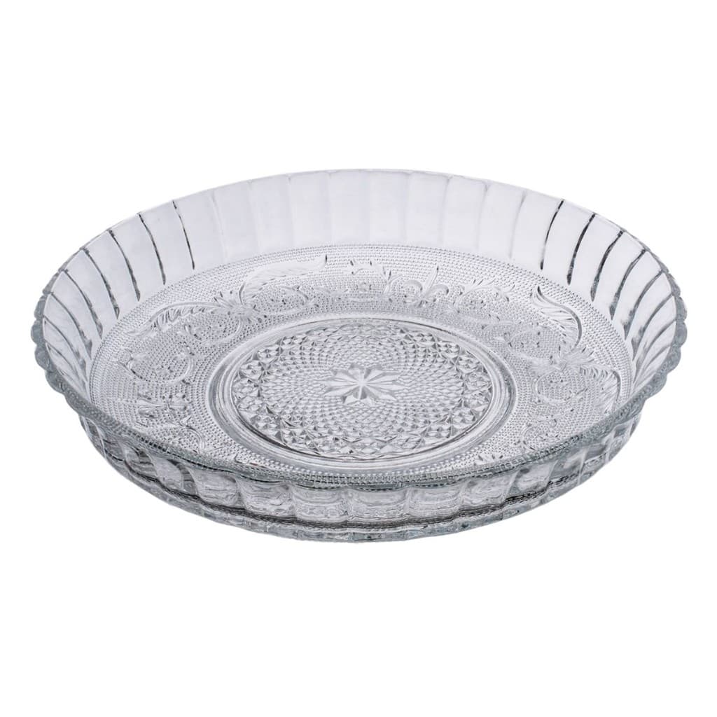 Prato Tripoli Para Bolo De Vidro Incolor 30cm C/ Borda Alta Fruteira Cetro De Mesa Decorativo Lehaví