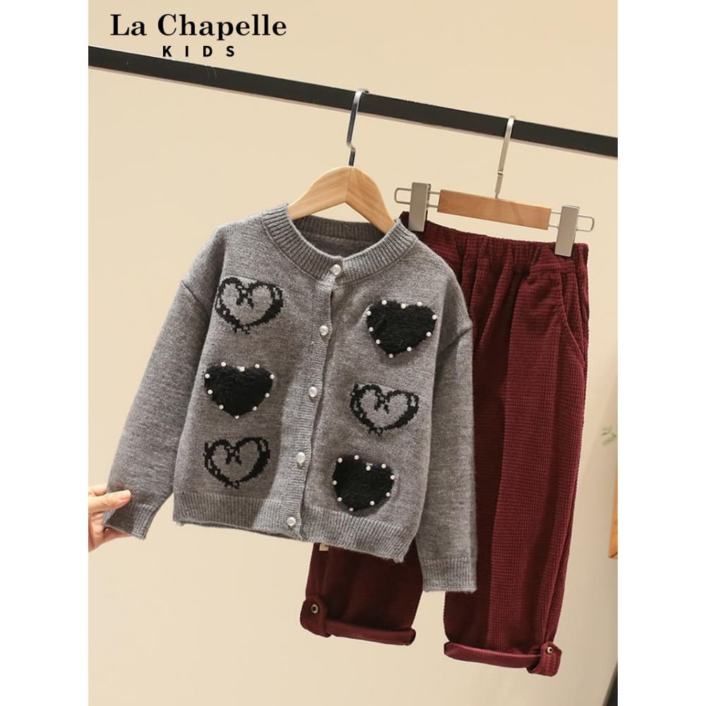 Lashebel roupas infantis terno para meninas primavera outono roupas moda Campus roupas moda infantil Cardigan camisola t
