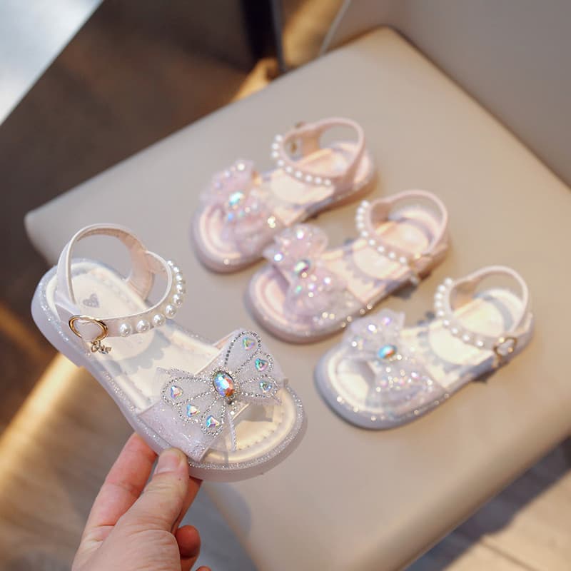 Meninas sandálias menina princesa sapatos 2024 verão novo estilo crianças sapatos romanos sola macia moda sapatos de cri
