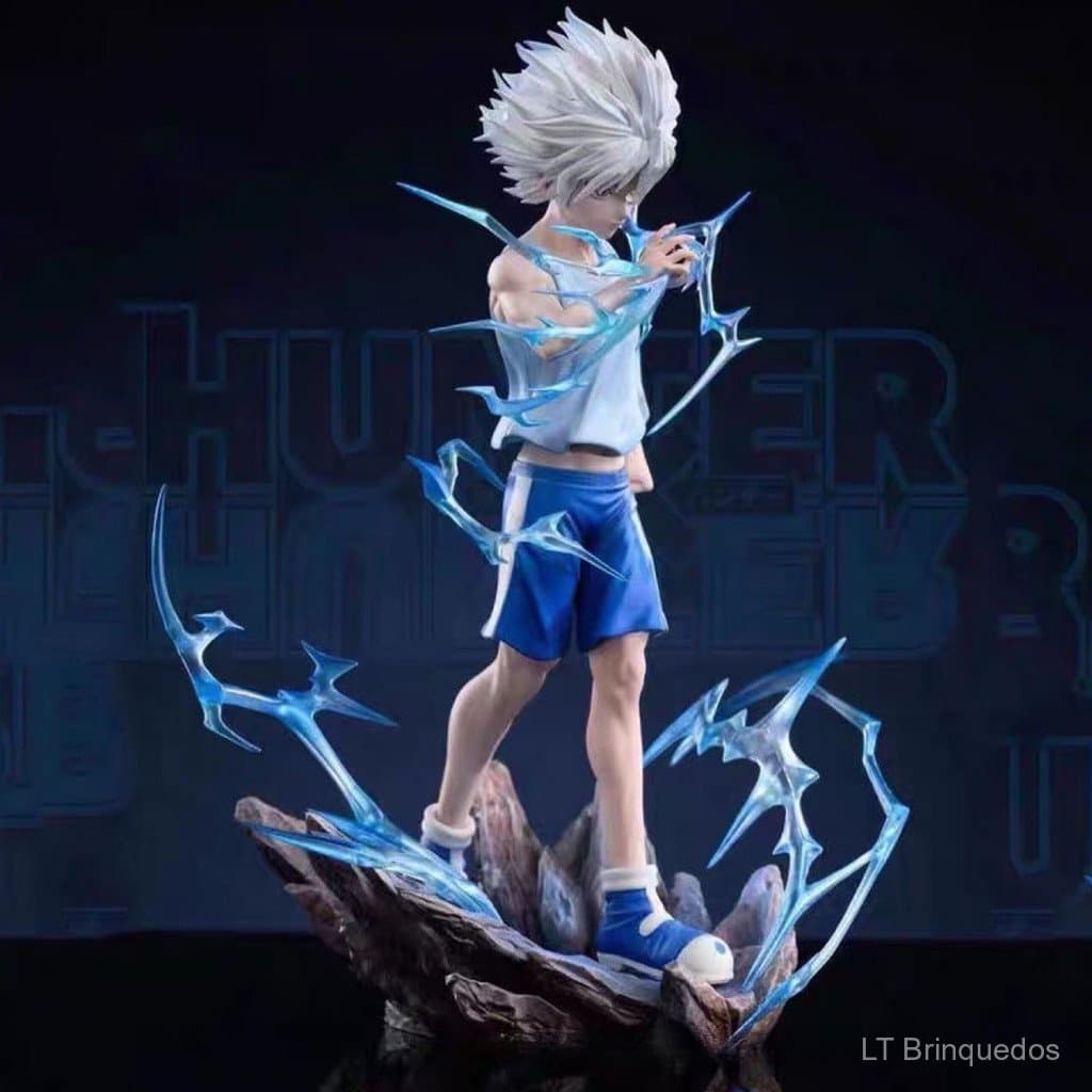 Figura de Caçador em Tempo Integral: Killua Zoldyck em Pose de Batalha, Ornamento Modelo Periférico de Anime Caçador de