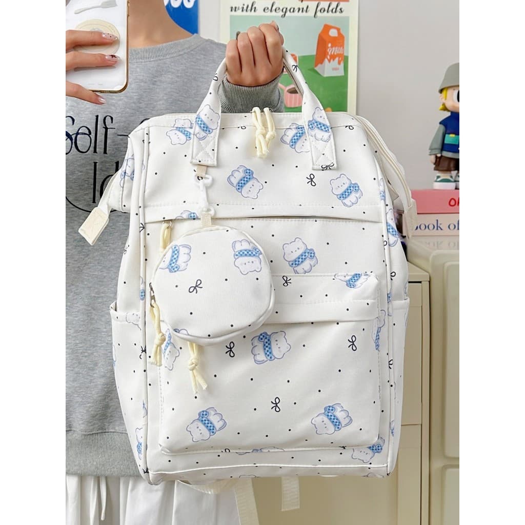 Mochila escolar para estudantes do ensino médio, estilo Preppy, leve, de alto valor, bolsa para computador, mochila fofa