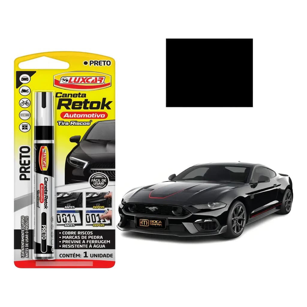 Caneta Retok Tira Riscos Automotivos Diversas Cores Luxcar Cor Preto