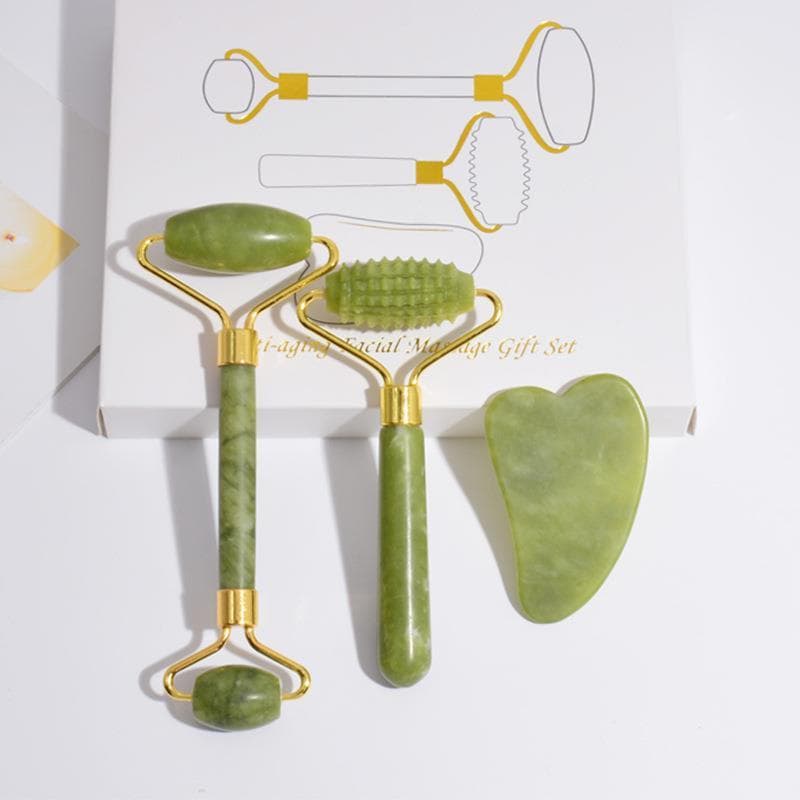 Novo verde Phoenix jade liga de zinco conjunto de três peças dispositivo de beleza arco jade rolo em forma de coração pl