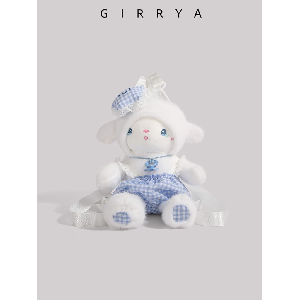 GIRRYA outono inverno bonito pequena lã mochila de pelúcia feminina 2025 novo estilo peludo dos desenhos animados macio