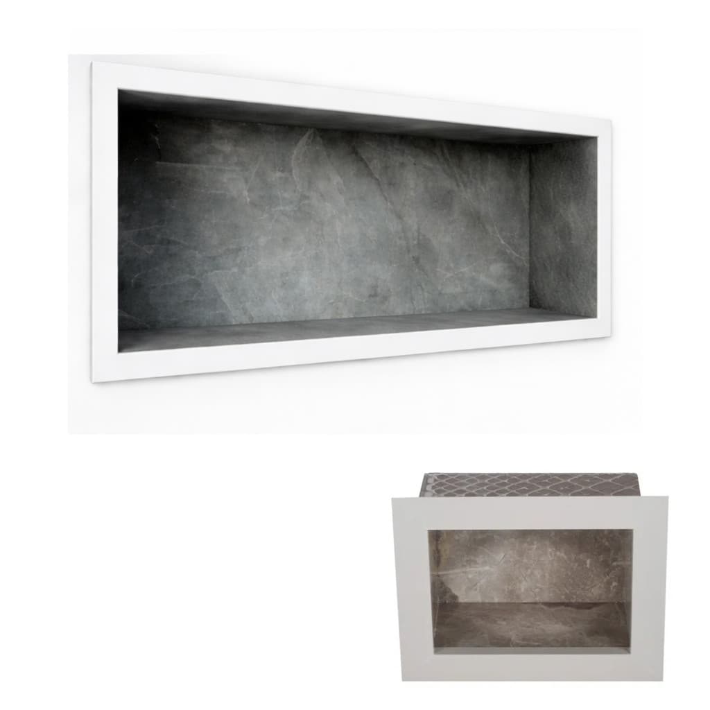 Kit Nicho + P. Papel Higiênico Porcelanato Grafite Borda Branca
