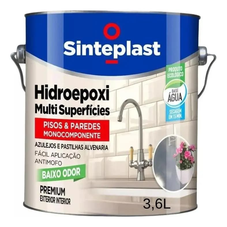 Tinta Epóxi Base Água HidroEpóxi Sinteplast Branco Brilhante 3,6L Para Piso Azulejo