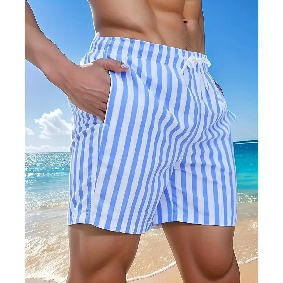 Short Linho Masculino Listrado Bermuda Mauricinho Casual Premium Calção Moda Praia Verão ZR