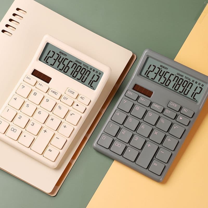 Calculadora portátil pequena com alto valor estético, calculadora portátil silenciosa e fofa de 12 teclas para estudante