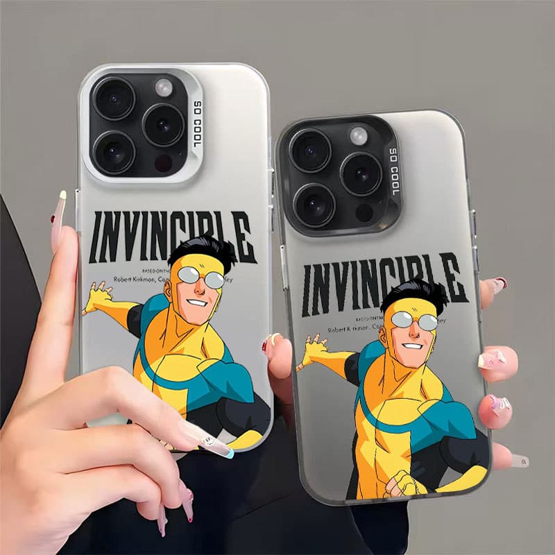 Capinha para iPhone 17 Pro Max&SAMSUNG S24 Capinha metal fosco anti-derrapante Invincible desenho de super-herói