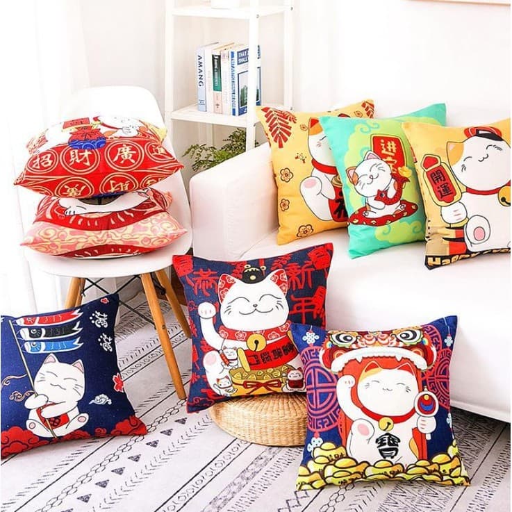 Estilo japonês gato da sorte estilo japonês estilo chinês travesseiro almofada Tatami sofá dos desenhos animados sala de