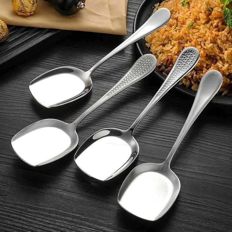304 aço inoxidável pequena pá diamante martelo padrão pá de jantar público pá de arroz doméstico colher engrossado pá de