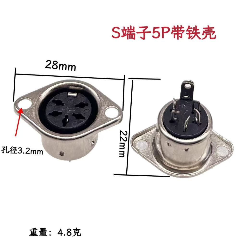 Conector S de 5 pinos fêmea DIN, plugue de 5 pinos para teclado e mouse de computador, conector fêmea de 5 pinos com rev