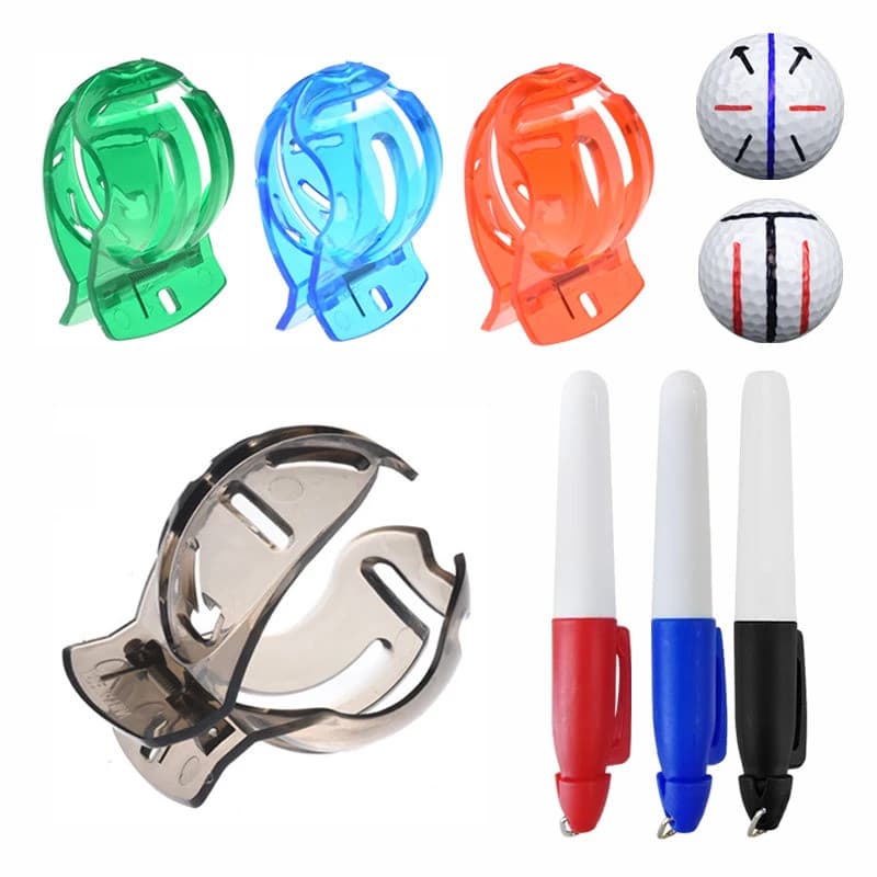 1 Set Golf Ball Liner Double-Sided T-type and Rice-type With Pen Putter Line Golf Training Auxiliary Accessories