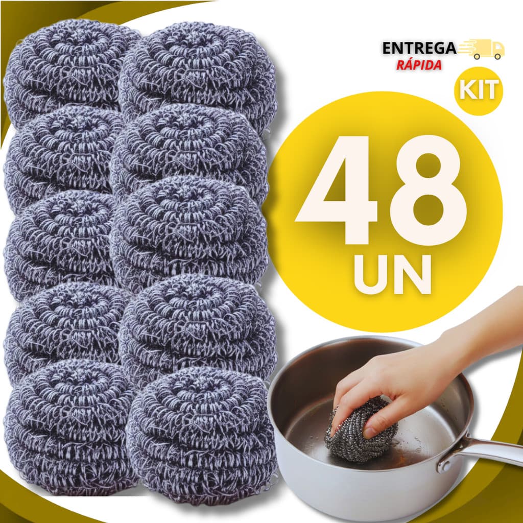 Esponja De Aço Buchinha Lava Louça Limpeza Pesada Palha De Aço Bucha Panela Grelha