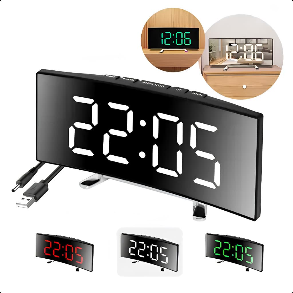 Relógio Ergonomico Espelho Digital De Led Para Mesa