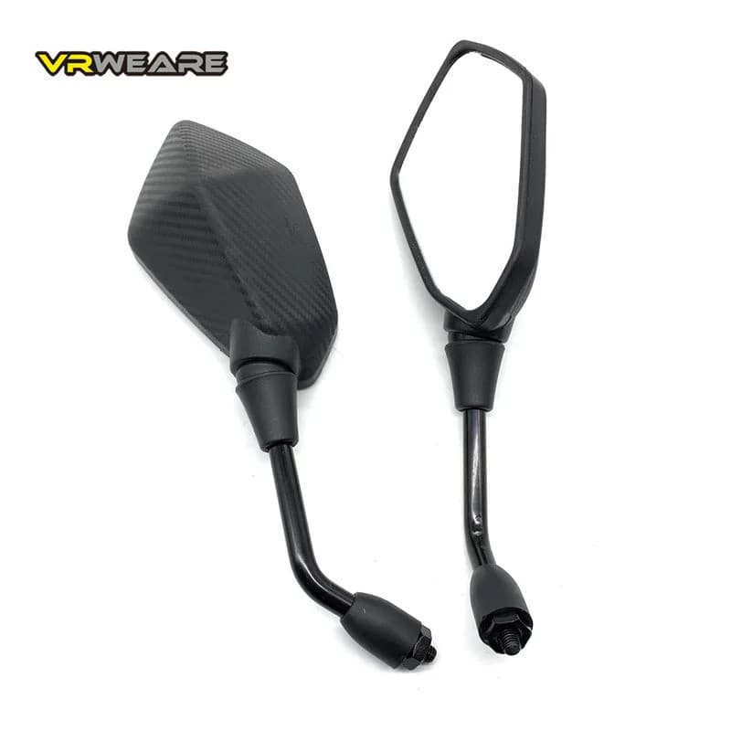 Par de Espelhos Retrovisores para Motocicleta, Scooter, E-Bike, ATV, Off-road, Espelho Convexo Lateral de Fibra de Carbo