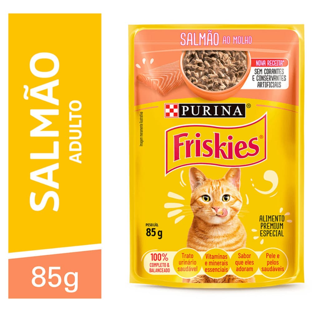 Nestle Purina Purina Friskies Kit 15 Sachês Para Gatos Adultos Sabor Salmão 85g Gato Adulto Molhada