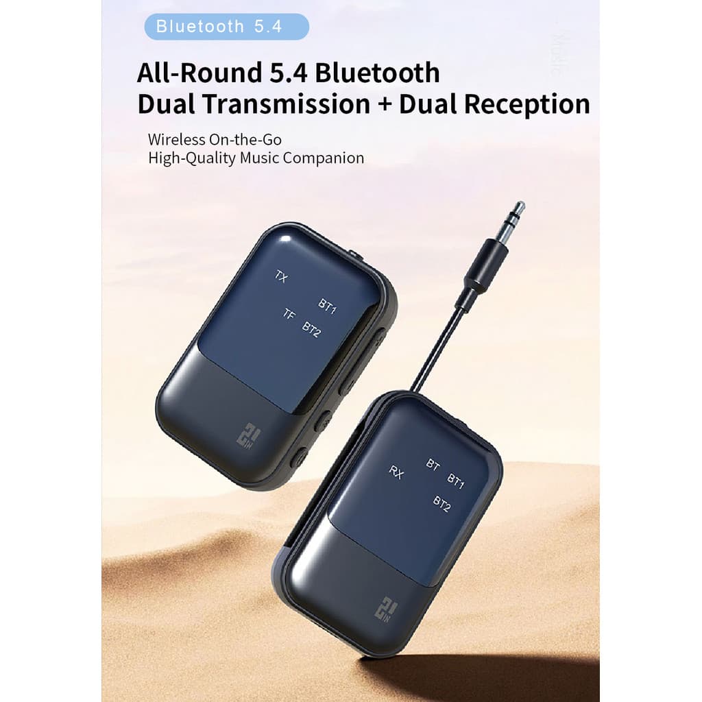 Transmissor receptor de áudio Bluetooth Transceptor dois em um Adaptador de áudio Bluetooth integrado