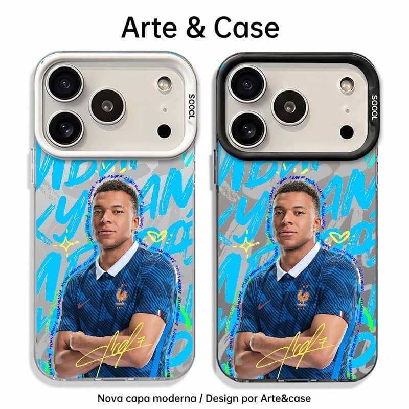 Capinha de silicone fosca impacto-Mbappé com autógrafo For iPhone XS,11,12 ProMax,13,14,15Plus,16,17
