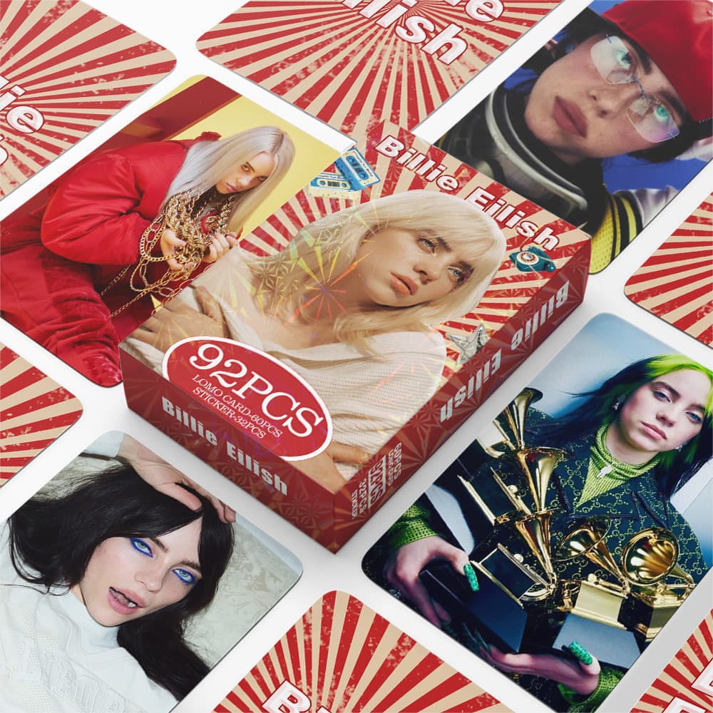Postais Lomo da Billie Eilish 60 peças + Adesivos 32 peças KFC9 DR3N