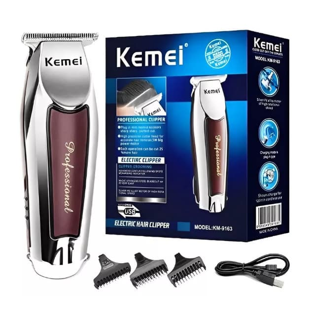 Máquina De Acabamento Barbearia Barba Cabelo bivolt Profissional Kemei Km-9163