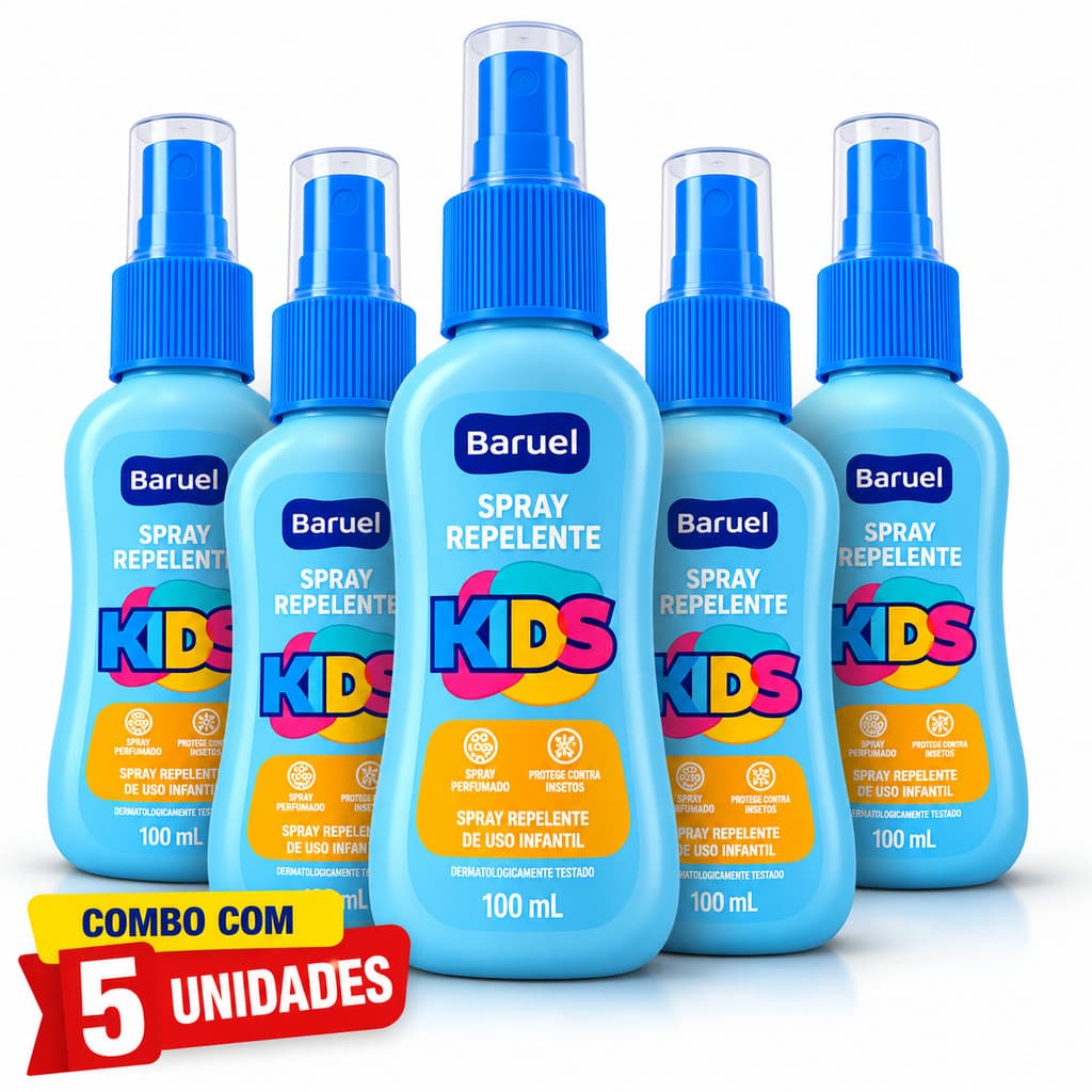 Combo C/5 Unidades Spray Repelente Baruel Kids 100mL