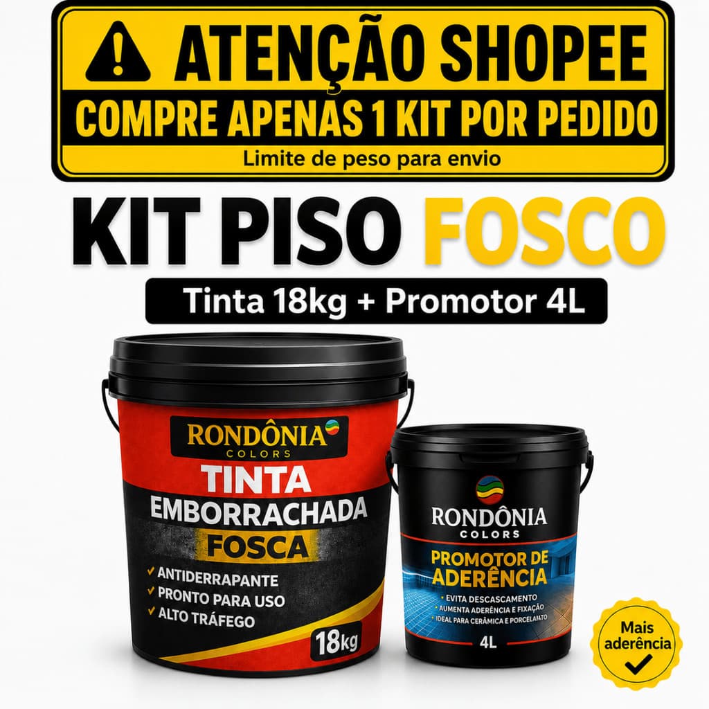 Kit Tinta Piso Fosca Antiderrapante 18kg Promotor Aderência 4L Garagem Varanda Calçada Concreto