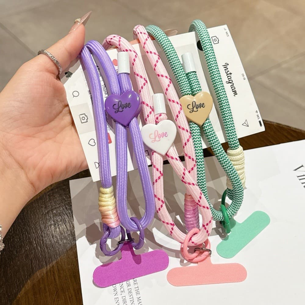 Moda Crossbody Amor Coração Cordão Acessórios Do Telefone Dopamina Ajustável Alça De Ombro Móvel Dispositivo Anti-Roubo