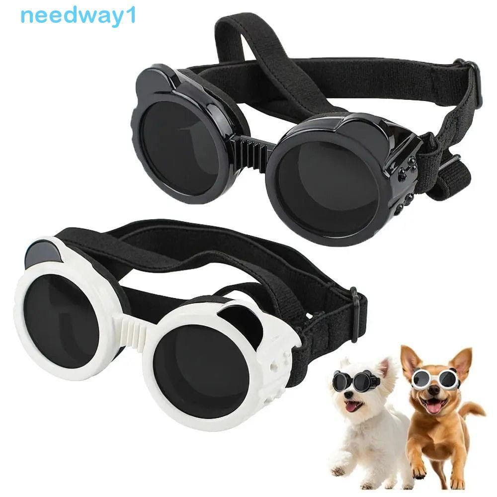 NEEDWAY Óculos Para Animais De Estimação , Anti UV Ajustáveis Cães E Gatos De Sol Redondos À Prova De Vento