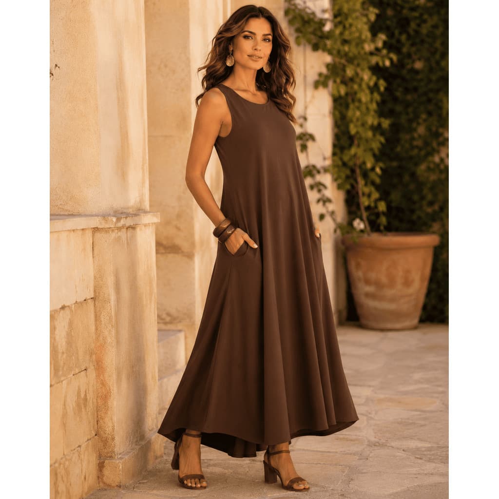 Vestido de Malha Feminino Longo Soltinho Casual Confortável Elegante Verão Outono Inverno - 506