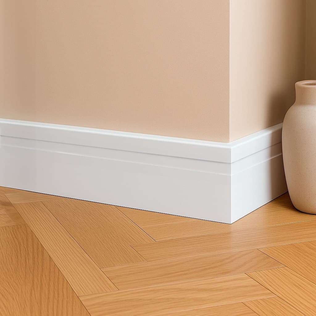 Kit 14 Unidades Rodapé Poliestireno Branco 7cm 90cm Rende 12,5m Durável Lavável Elegante Melhor Acabamento