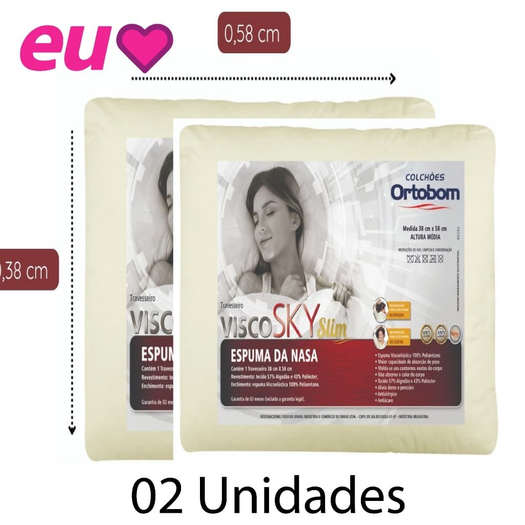 Travesseiro Ortopédico Nasa Ortobom Original Viscoelástico