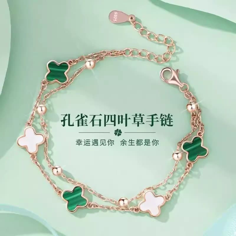 Pulseira trevo de prata 925 feminina presente requintado