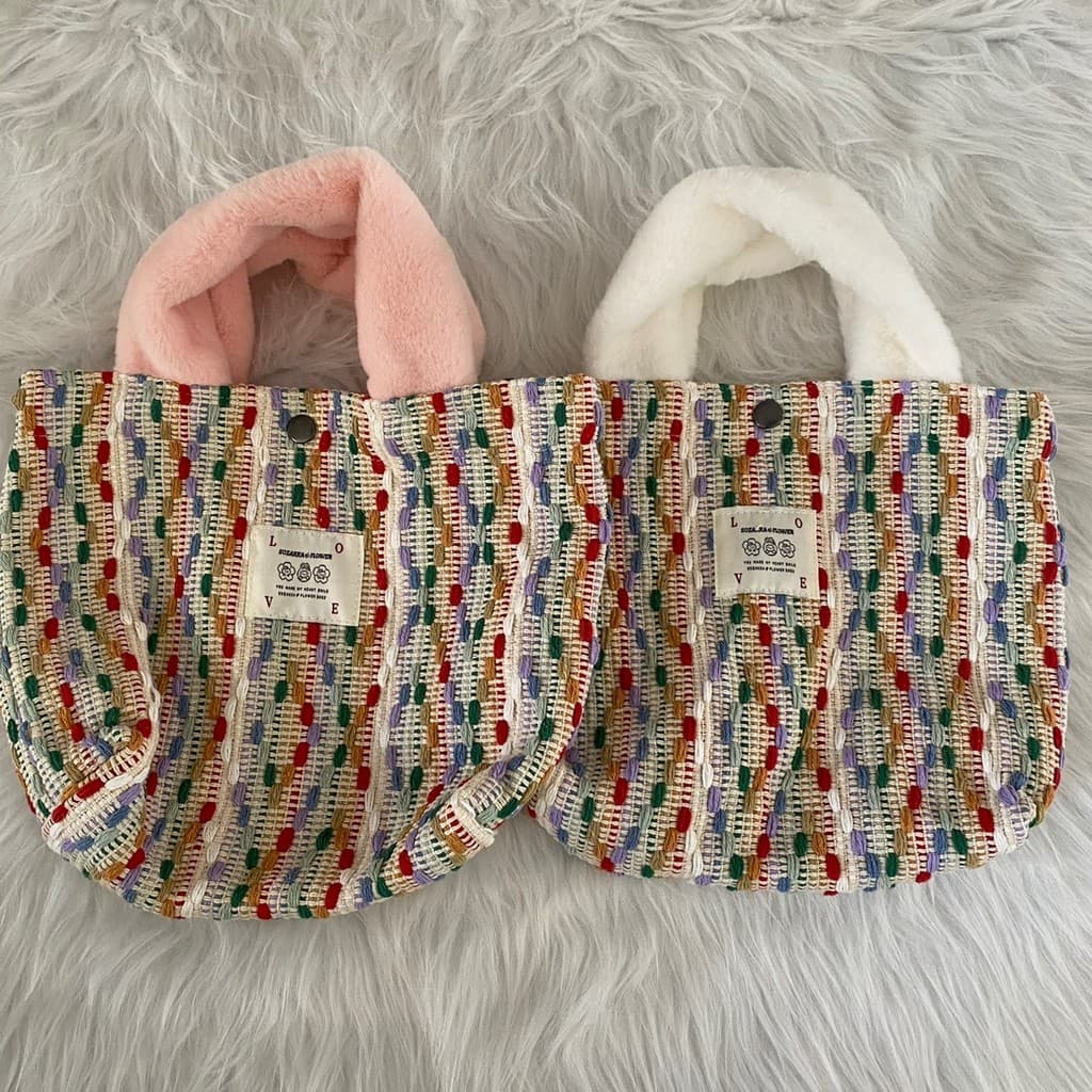 Amigos da Alma | Rainbow Doudou // Bolsa de ombro literária de grande capacidade Bolsa de compras para estudantes Bolsa