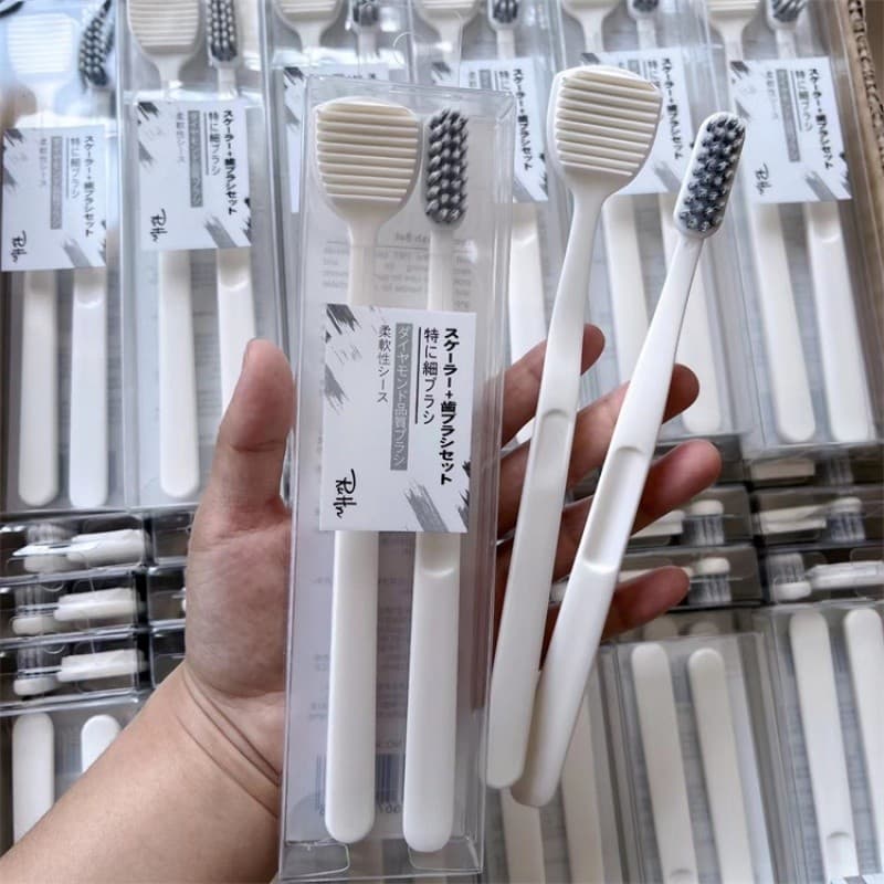 Conjunto de escova de língua para escova de dentes!Escova de dentes espiral de cabeça larga, revestimento de língua, lim