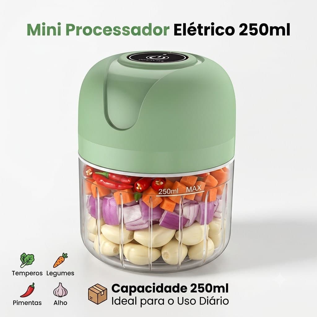 Mini Processador Elétrico Recarregável Moedor de Alimentos Para Alho, Carne e Amendoim