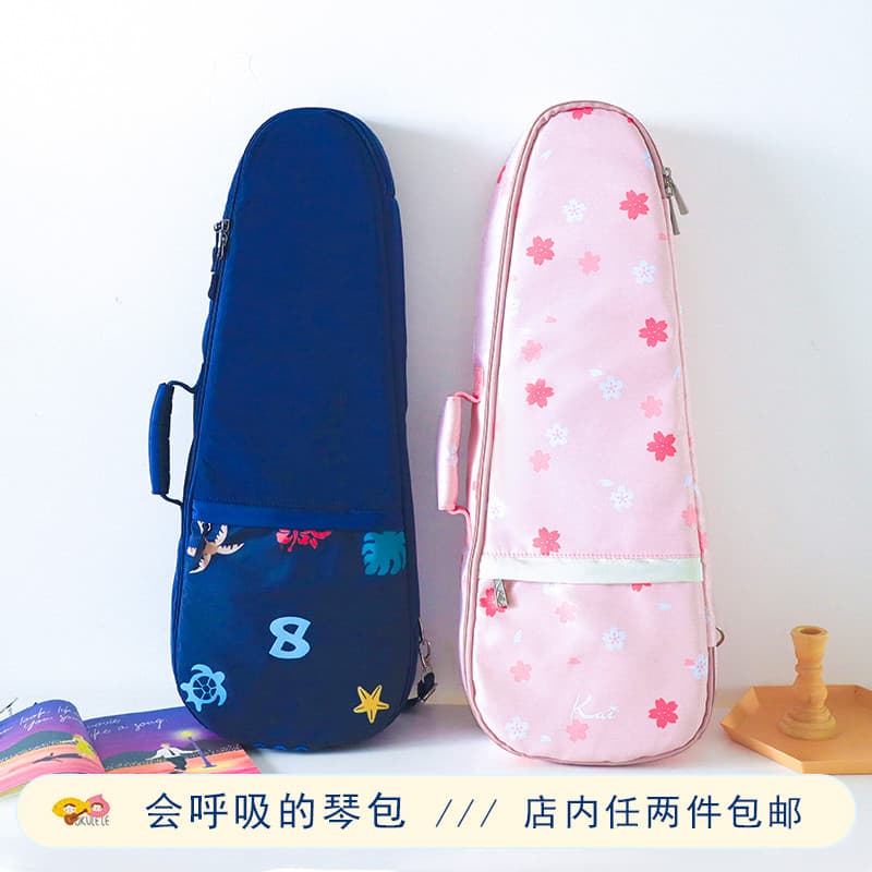 Bolsa para Ukulele com Design Original de peixe pêssego, flor de cerejeira fofa, rosa, espessada, um ombro, nova ilha