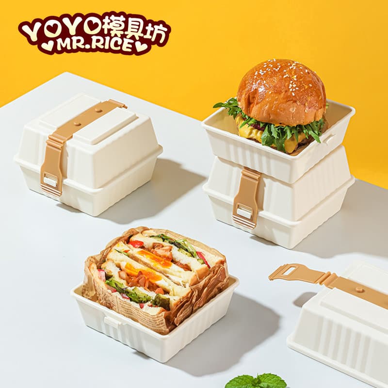 Caixa de hambúrguer portátil caixa de sanduíche sem pressão estilo japonês Bento lanche caixa piquenique acampamen