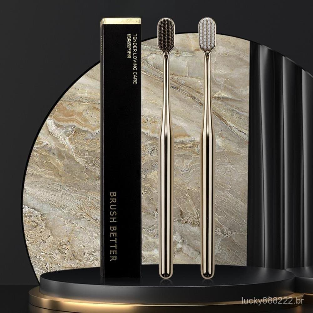 Escova De Dentes Macia , Adulta Electroplate Gold Silver , Escovas Macias De Luxo Leves Homens