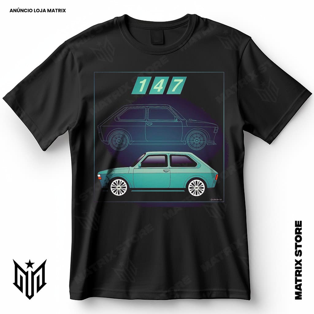 Camisa Fiat 147 Blusa Camiseta de Carros 100% Algodão