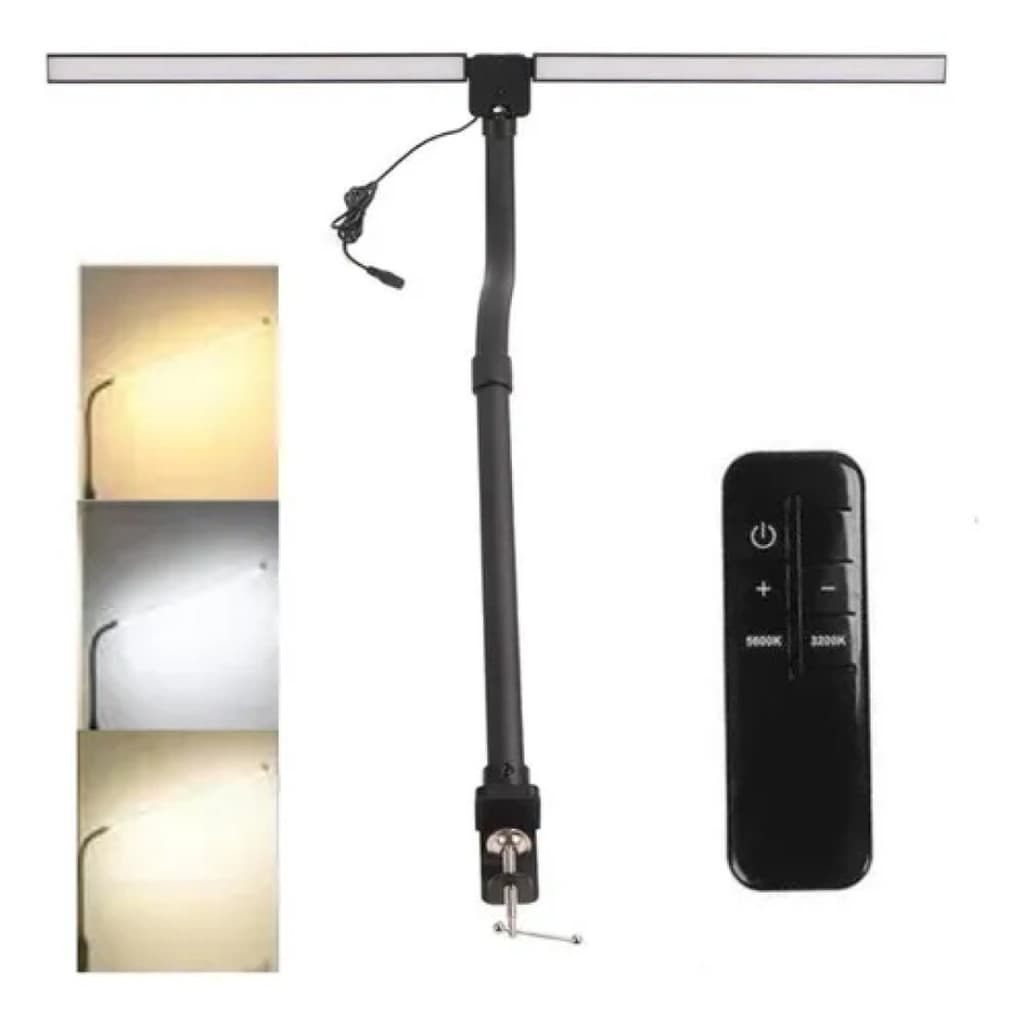 Luminária De Mesa Led De Cabeça Dupla Com Controle Preto
