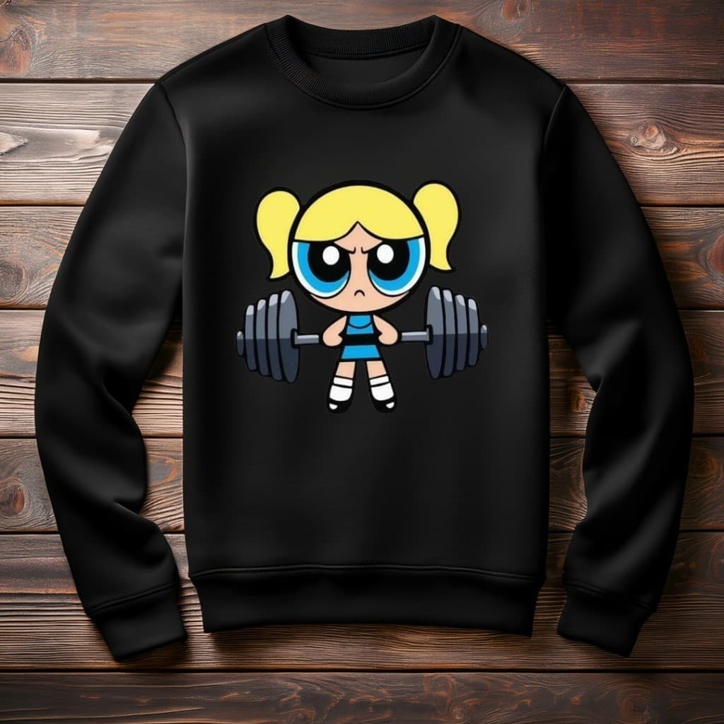 Moletom Gola Careca  Redonda estampado as Meninas Super Poderosas Academia Anime loira