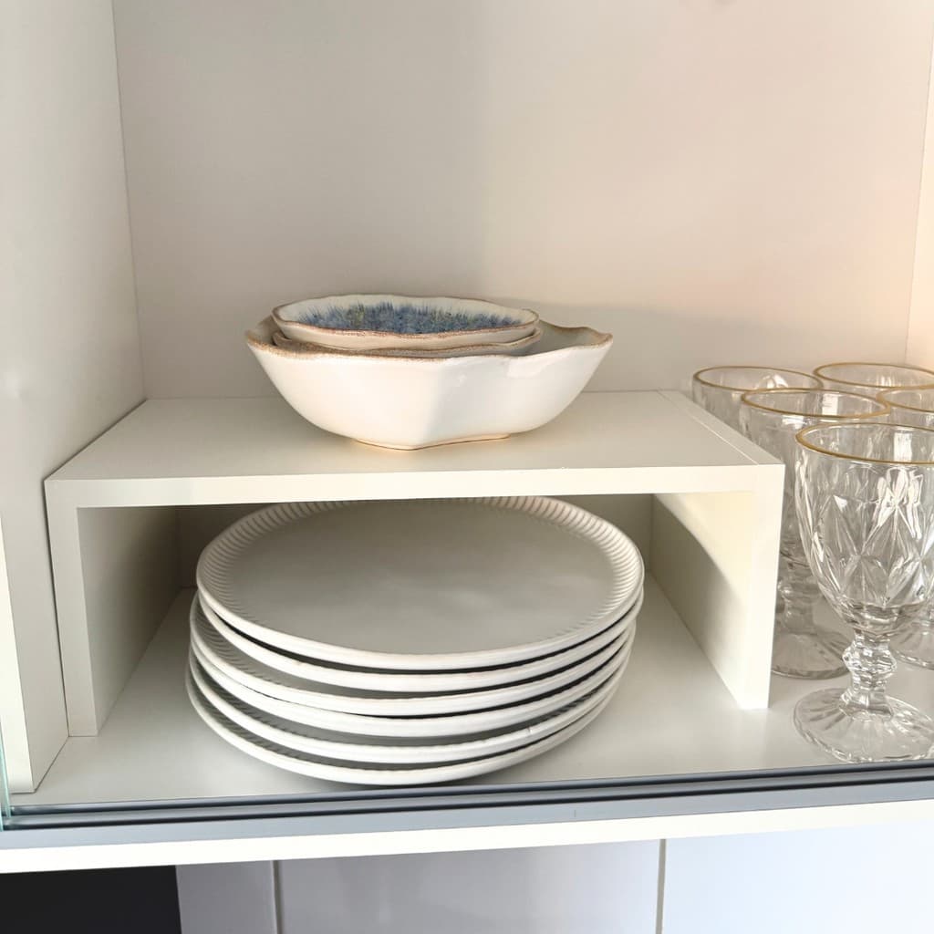 Prateleira Para Armário Suporte Organizador Multiuso Cozinha Copos Taças 40 cm mdf tx Branco