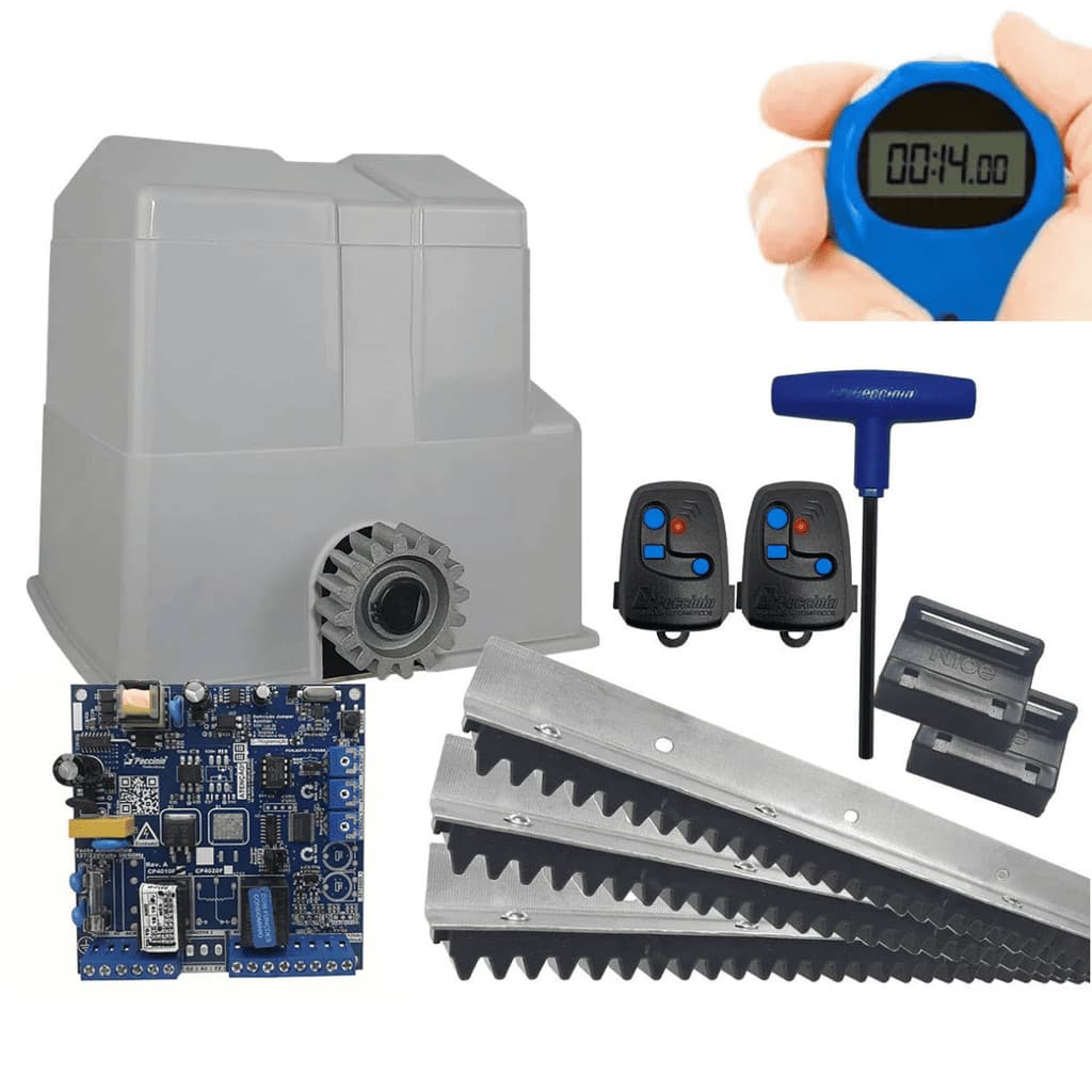 KIT MOTOR PARA PORTÃO DESLIZANTE 3M CREMALHEIRA NICE PECCININ DZ SUPER 4010F INDUSTRIAL