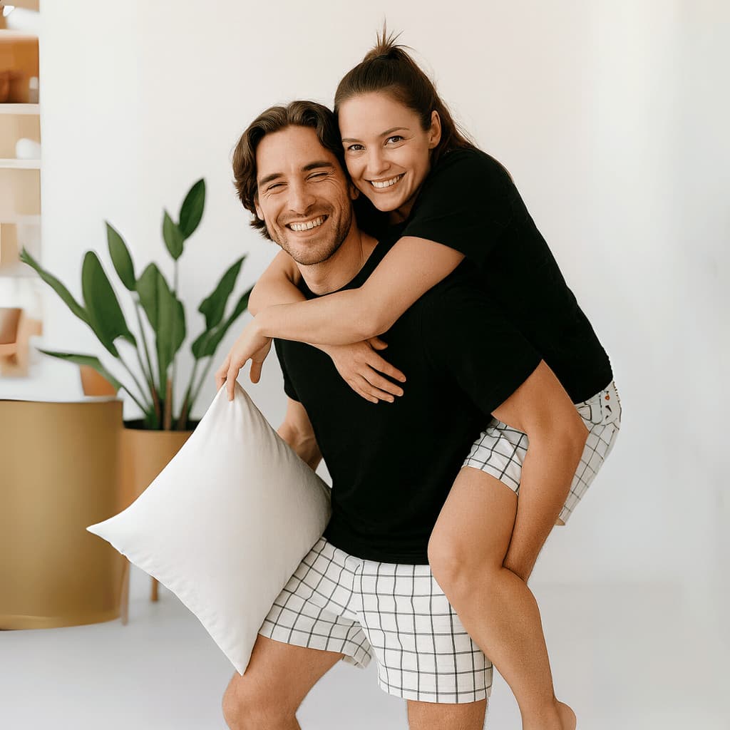 kit casal pijamas feminina e masculino personalizado roupa de dormir Preto