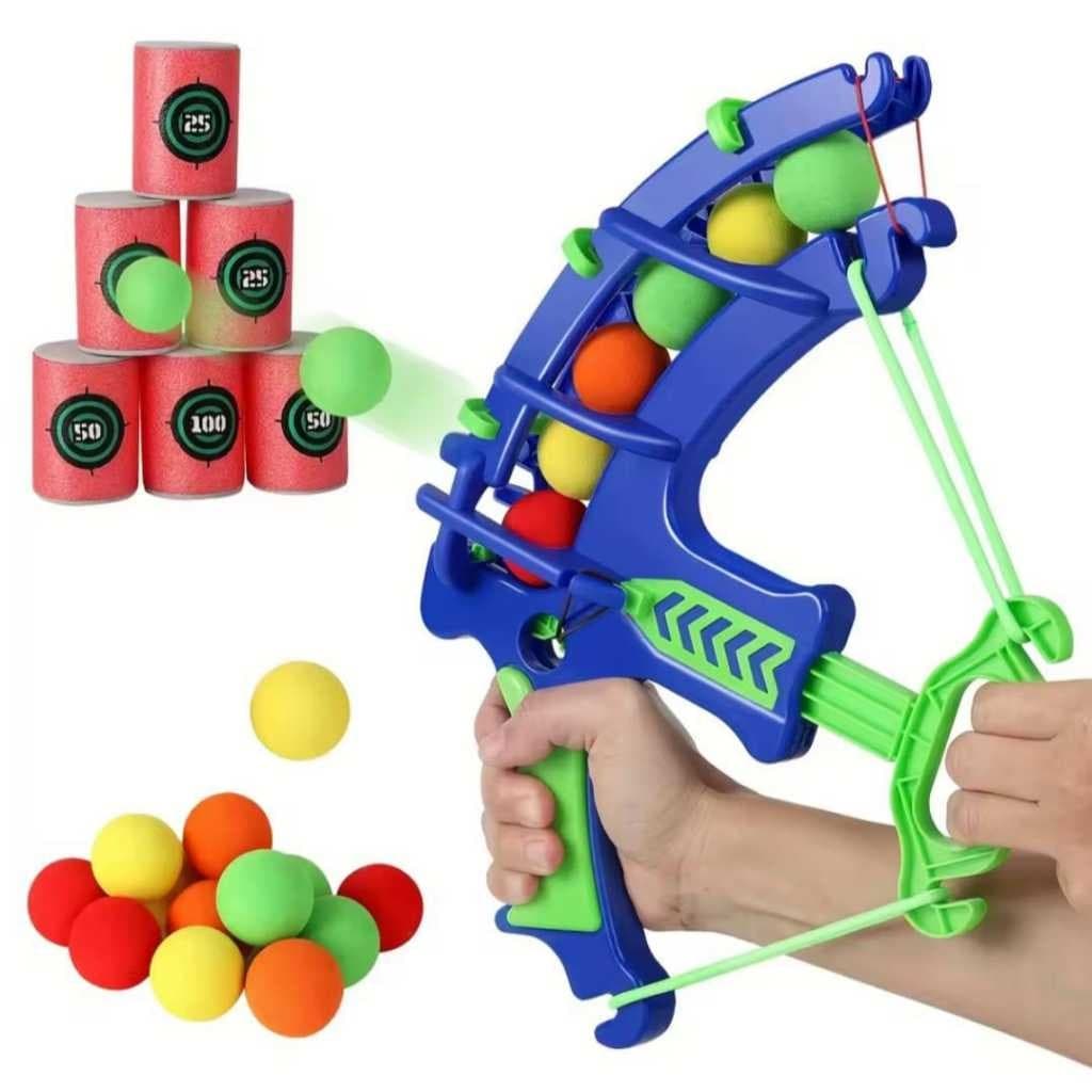Brinquedo Divertido Arco e Flecha Bolinhas no Alvo completo com 5 bolas Eva E Alvo