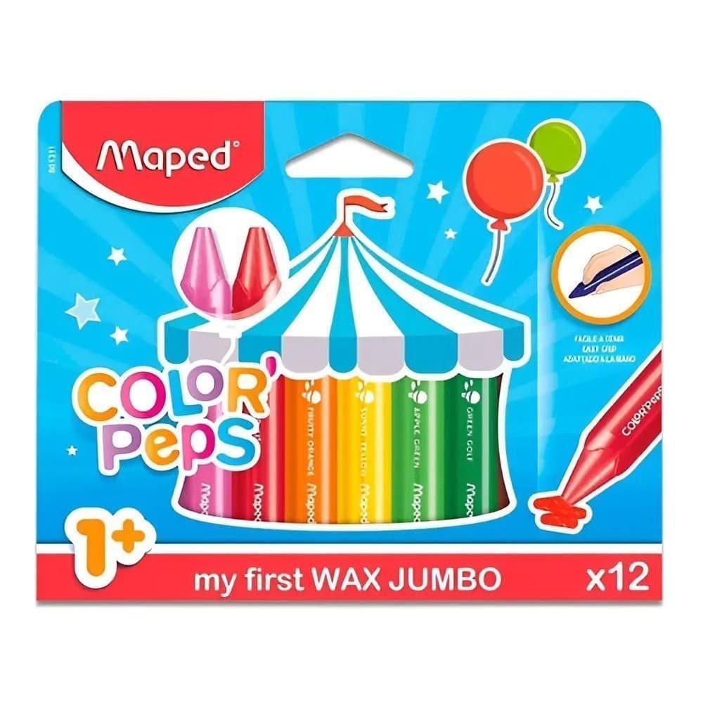 GIZ DE CERA 12 CORES JUMBO COLOR PEPS MAPED