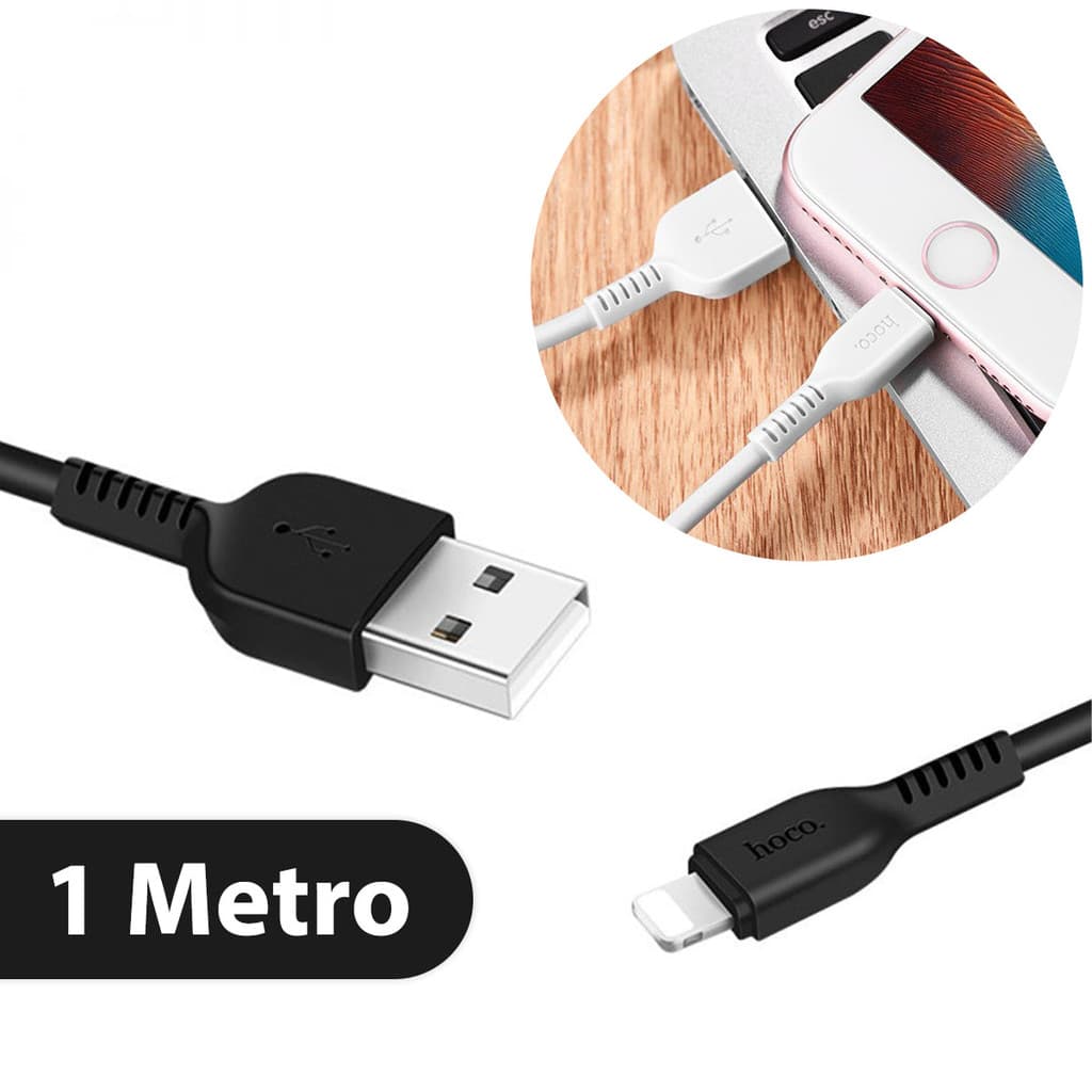 Cabo Carregador USB Lightning IOS Turbo 1 Metro Cor Preto