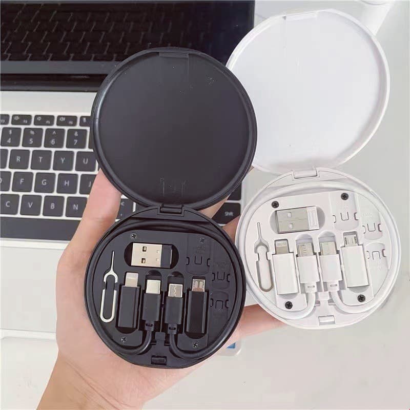 Cabo Adaptador De Carregamento USB Multifuncional 60W 5 Em 1 Com Suporte Oculto De Pino De Cartão