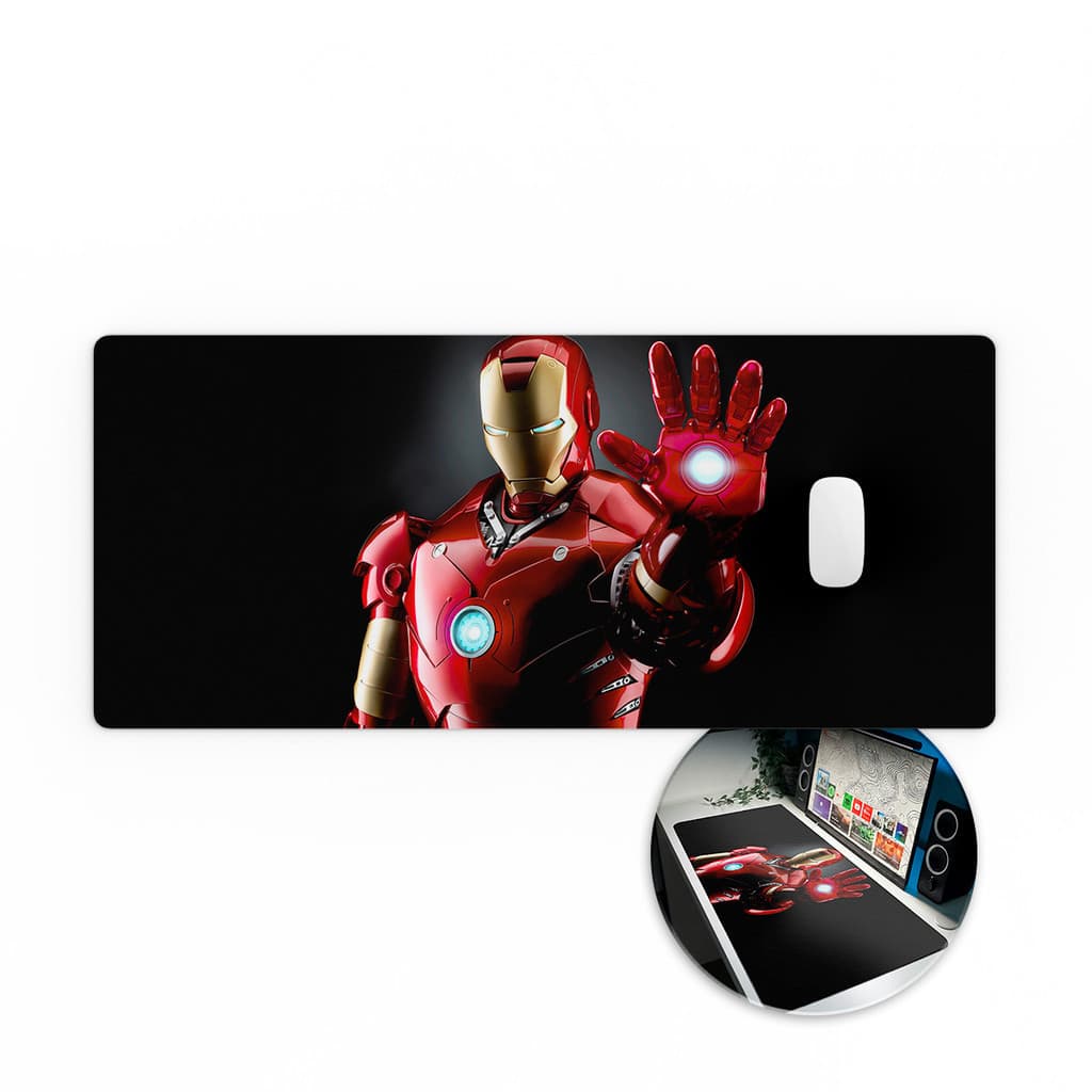 MousePad Grande Grande Homem de Ferro 80x30 Borda Mouse Pad Grande RGB